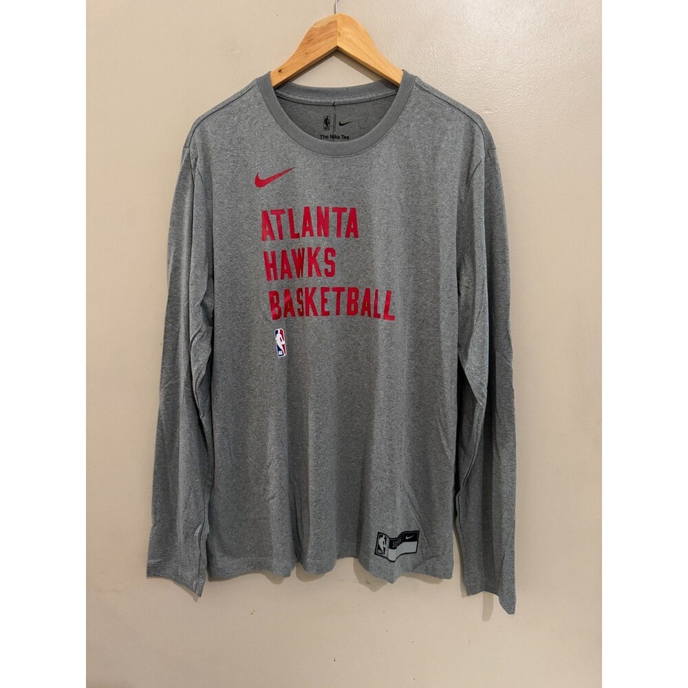 Nike NBA Atlanta Hawks Team Issued On-Court Shooting LS Shirt Grey Mens L NEW